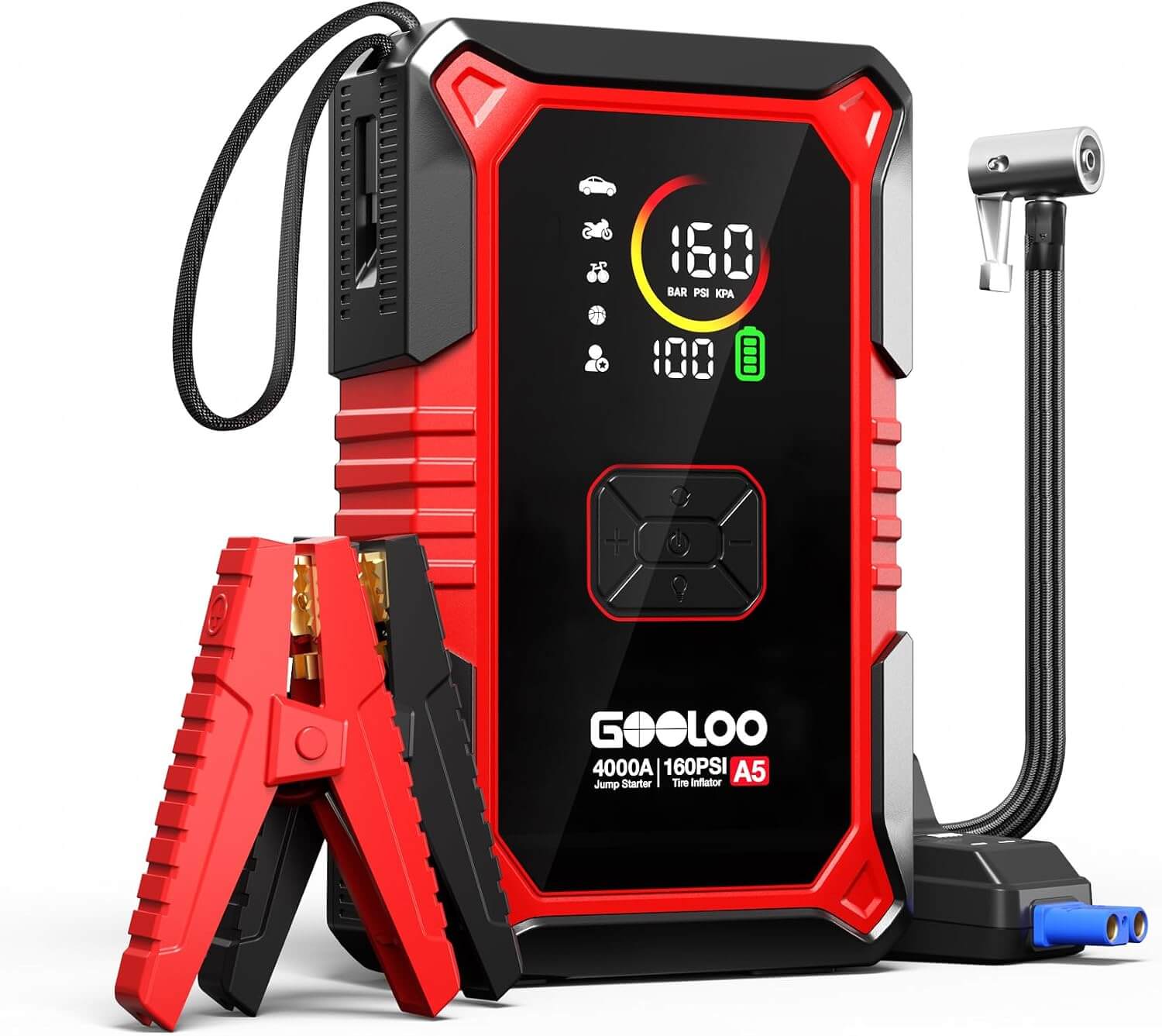 GOOLOO A5 Jump Starter with Air Compressor, 4000A Portable Jump Box